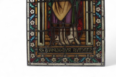 Stained Glass Window St. Rudolphus Expected ! style Gothic - Style en Glass, Netherlands  19 th century