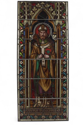 Stained Glass Window St. Rudolphus Expected ! style Gothic - Style en Glass, Netherlands  19 th century