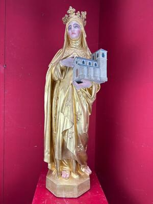 Statue By:  Regony  style Gothic - Style en Terra - Cotta Polychrome, France 19 th century ( Anno 1885 )