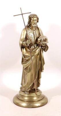 Statue Jesus The Good Shepherd  style Gothic - Style en Bronze Gilt, Belgium  19 th century