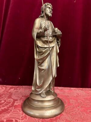 Statue Jesus The Good Shepherd  style Gothic - Style en Bronze Gilt, Belgium  19 th century