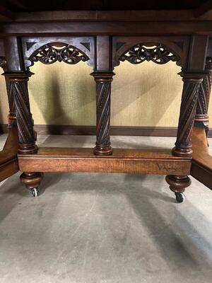 Table Signed: V. Aimone style Gothic - Style en Walnut wood , France 19 th century