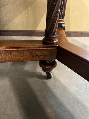 Table Signed: V. Aimone style Gothic - Style en Walnut wood , France 19 th century