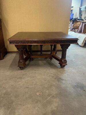 Table Signed: V. Aimone style Gothic - Style en Walnut wood , France 19 th century