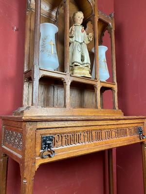 Very Rare And Unique Home Altar style Gothic - Style en Oak Wood, Belgium 19th century