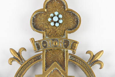 Wall - Cross style Gothic - Style en Bronze / Stones, Belgium  19 th century