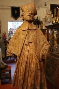 Hand-Carved Full Oak Statue St. Johannes Nepomucenus en Oak, SOUTHERN-GERMANY 17 th century