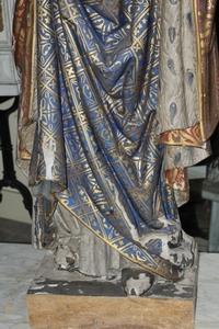 Hand-Carved Statue St. Agnes en wood polychrome, France 19th century