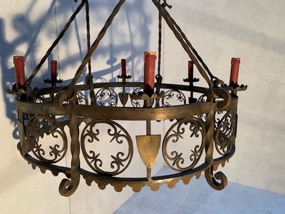 Hand Forged Iron Chandelier en Hand Forged Iron, Belgium 19th century