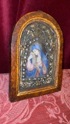 House Blessing St. Mary / Mater Dolorosa Behind Glass  en Fully hand - made and hand painted , Austria 18th century  ( 1750 )