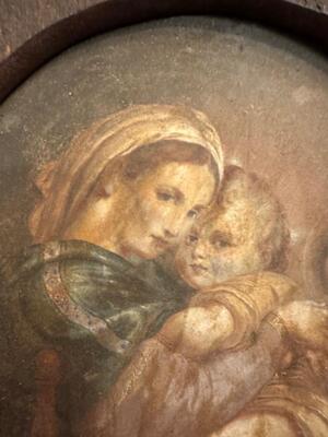 1  Imagination St. Mary With Jesus & John Hand - Made And Fully Hand - Painted On Panel