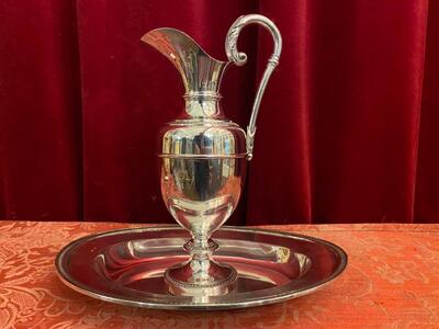 Jug And Matching Brass Silver-Plated Platter For Footwashing-Liturgy On Maundy Thursday en Brass Silver Plated, Belgium  19 th century