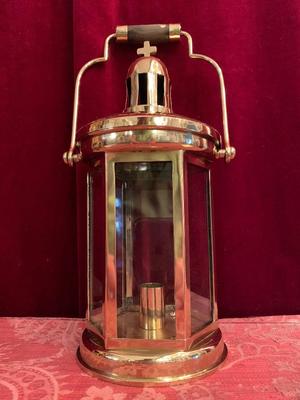 Lantern en Brass / Glass / Polished / New Varnished, Belgium 20th century (Anno 1930)
