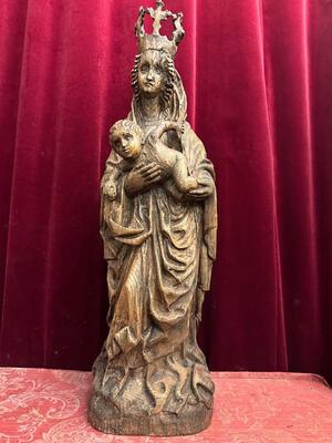 Madonna With Child Sculpture  en Hand - Carved Wood , Belgium  19 th century