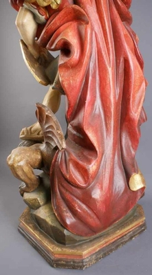 Michael en hand-carved wood polychrome, Southern Germany 20th century