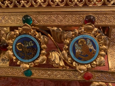 Missal Stand Adjustable en Brass / Bronze / Enamel / Stones, France 19th century
