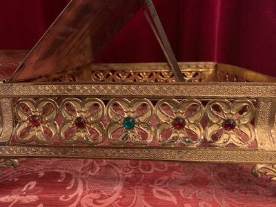 Missal Stand Adjustable en Brass / Bronze / Enamel / Stones, France 19th century