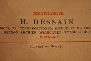 Missale Romanum. Belgium 20th century (1934)