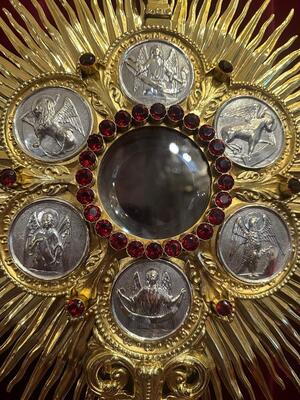 1  Monstrance With Orignal Full Silver Lunula & Case