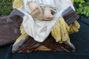 Nativity - Child en plaster, Belgium 19th century