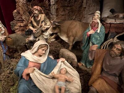 Nativity Set Signed : M. Muns en Terra - Cotta Polychrome, 19 th century