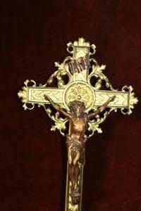 Altar - Cross style neo classical en Cross, solid Bronze Gilt, France 1870