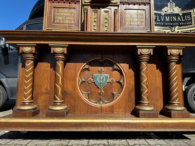 High Quality Pair Of Neoclassical Roman-Gothic-Style Side-Altars. Including The Original Altar-Stone ! style Neo Classicistic - Gothic - Style en Oak wood, Belgium  19 th century