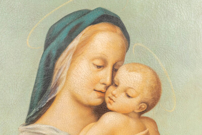 Painting After : Rafael, 'Tempi Madonna'  en Painted on Linen, 19 th century