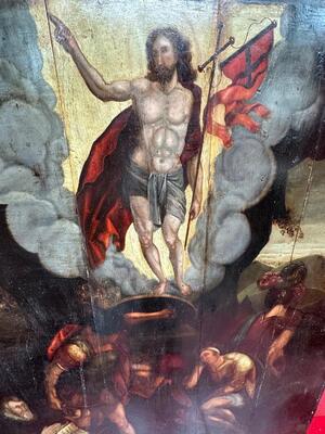 Painting Risen Christ Signed : Thomas Tholle.  en Oil on Panel, Formerly: William Halewijn Museum, Castle Genhoes - Netherlands 17 th century