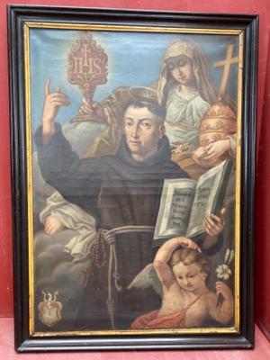 Painting St. Bernardus  en Wooden Frame / Painted on Linen, Southern Germany 18 th century