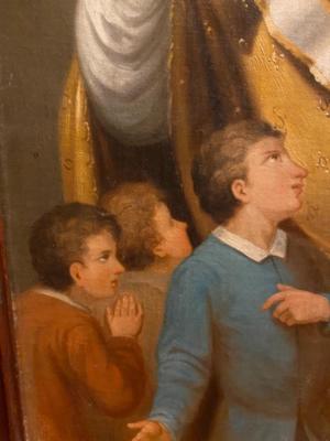 Painting St. Nicholas  en Painted on Canvas / Wooden Frame, Belgium 19 th century