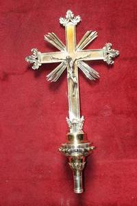 Processional - Cross en Brass / Bronze colour silver, Dutch 18 th century