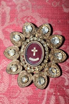 Relic Of The True Cross. en Brass / Gilt / Stones, France 19th century