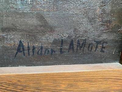 Religious Painting Signed : Alidor Lamote en Painted on Linen / Wooden Frame ( Oak ), Belgium  20 th century