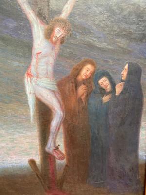 Religious Painting Signed : Alidor Lamote en Painted on Linen / Wooden Frame ( Oak ), Belgium  20 th century