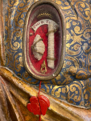 Reliquary - Bust Ex Ossibus St. Tullius Martyr en Wood / Glass / Originally Sealed, Italy  18 th century