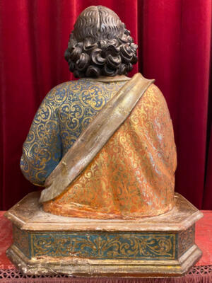 Reliquary - Bust Ex Ossibus St. Tullius Martyr en Wood / Glass / Originally Sealed, Italy  18 th century