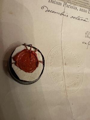 1  Reliquary - First Class Relic Ex Carne St. Vincentius A Paulo With Original Document