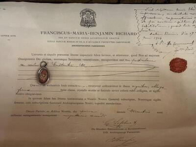 1  Reliquary - First Class Relic Ex Ossibus St. Constansia With Document