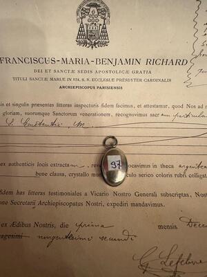 1  Reliquary - First Class Relic Ex Ossibus St. Constansia With Original Document