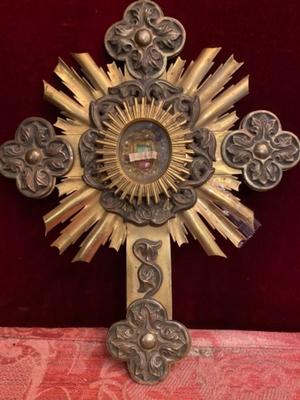 Reliquary - Relic - Cross  en Brass, Southern Germany 18th century