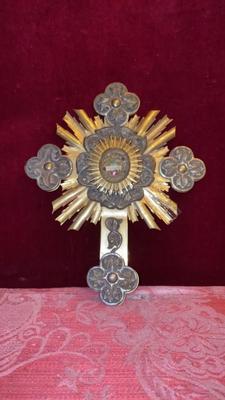 Reliquary - Relic - Cross  en Brass, Southern Germany 18th century