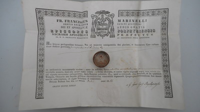 Reliquary - Relic Ex Cruce St. Andreas Apostle With Original Document Belgium  19 th century