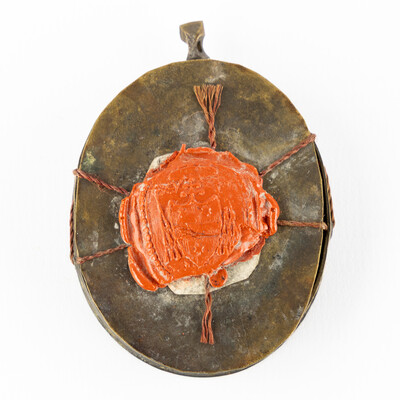 Reliquary - Relic Ex Ligno Ss. Crucis  D.N.J.C en Brass / Glass / Wax Seal,