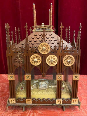Reliquary - Relic Ex Ossibus Relics  en Wood / Glass / Originally Sealed, 19 th century