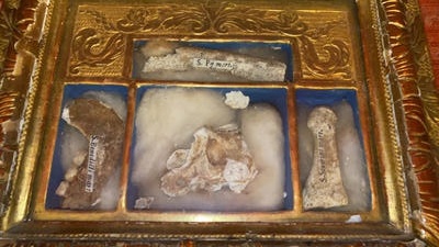 Reliquary - Relic Ex Ossibus Relics  en Wood / Glass / Originally Sealed , 19 th century