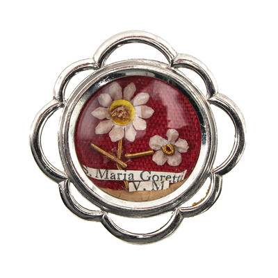 1  Reliquary - Relic Ex Ossibus Saint Maria Goretti, Virgin And Martyr (Patroness Of Youth, Chastity, And Victims Of Sexual Violence) With Original Document