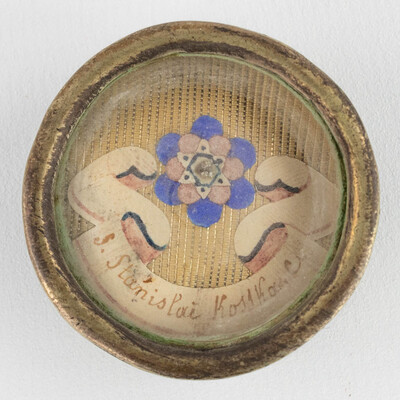 Reliquary - Relic Ex Ossibus Sancti Stanislai Kostka With Original Document en Brass / Glass / Wax Seal, Belgium  19 th century