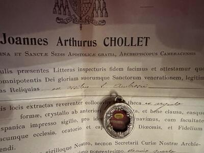 1  Reliquary - Relic Ex Ossibus St. Ambrosius With Original Document