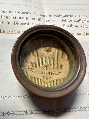 1  Reliquary - Relic Ex Ossibus St. Anna Galeria Faustina Italy. Second Century After Christ. With Original Document